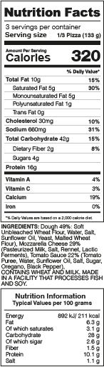 Extra Cheese Pizza Nutrition Facts